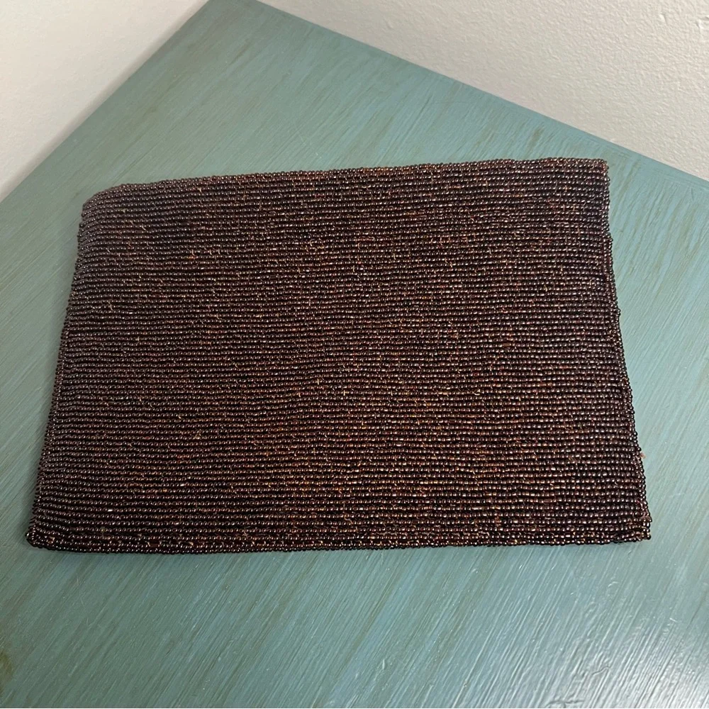 Seaglass Collection Beaded Clutch Pink Bow‎ Brown Bag